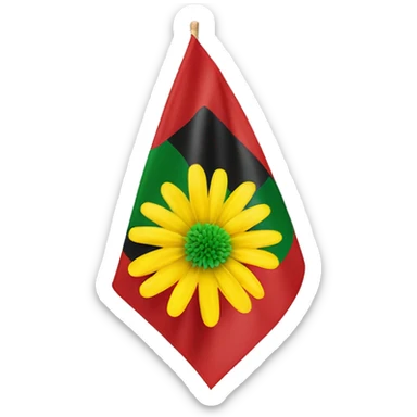 create a tricolour flag, top red , middle yellow, bottom red, and a spider mum spray flower in the middle of the flag sticker