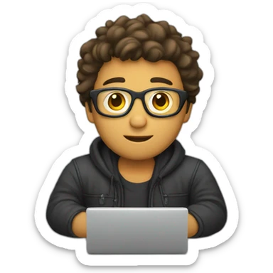 chico con ordenador sticker