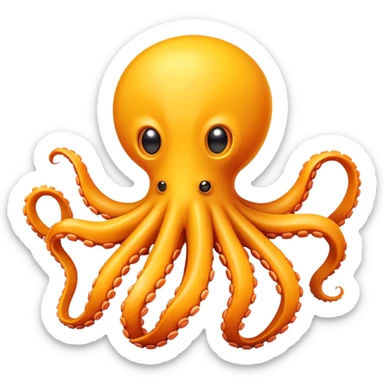 Friendly cartoon yellow-orange octopus robot sticker