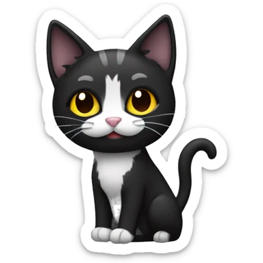 black cat and black and white cat together  sticker