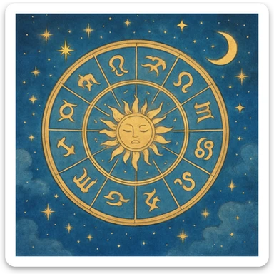 dreamy and magical astrology wheel with stars, celestial vibe sticker