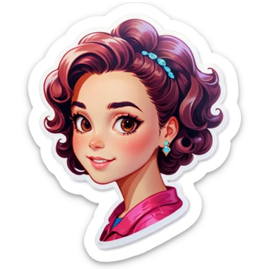 A girl with glasés and waivy hair   sticker