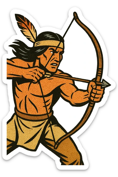 a native american warrior with a bow and arrow sticker