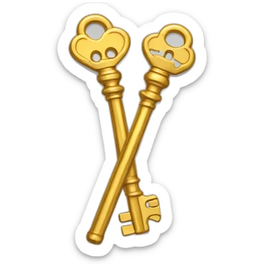 two upright golden crossed skeleton keys sticker
