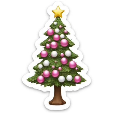 Pink Christmas tree with white ornaments  sticker