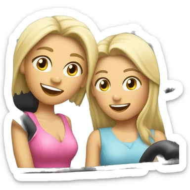 Coche rosa con dos chicas conduciendo una rubia y otra morena sticker