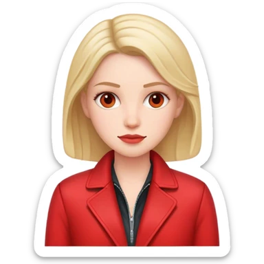 white conservative woman in jacket with red sticker