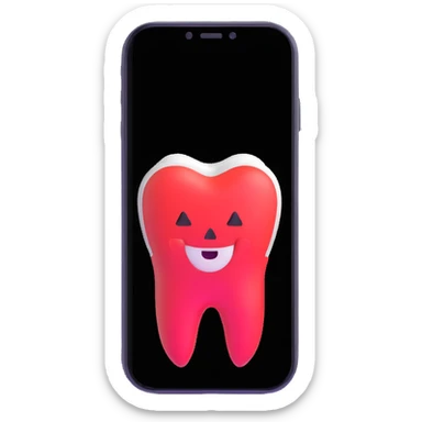 smartphone with a tooth-shaped logo on screen sticker