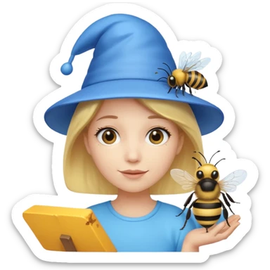 party blue hat bee sticker