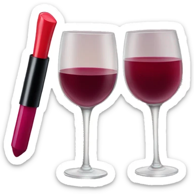 Glass of wine with lipstick sticker