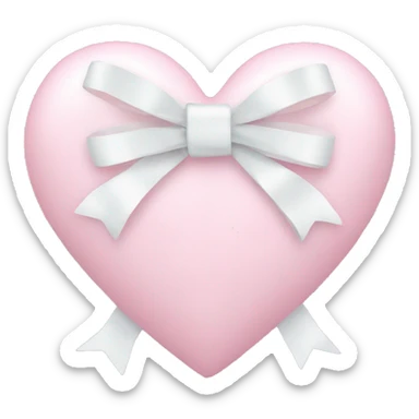 Pastel pink heart with white bow sticker