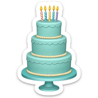 Light teal coloured birthday cake sticker