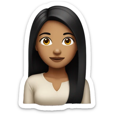Tan skin girl with straight black hair sticker