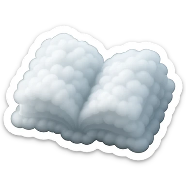 thick open book made entirely of small very bright white fluffy convex clouds, matte glass style, emphasis on volume and airiness, no background sticker