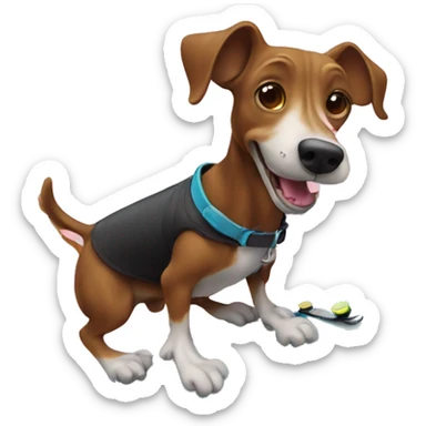 Dackel auf Snowboard sticker