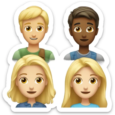 A blonde boy with his friends looking at a blonde girl and a blonde girl looking at a blonde boy  sticker