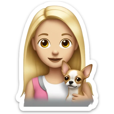 Blonde girl with chihuahua in her arms sticker