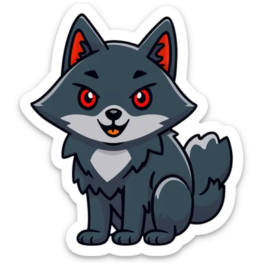 surprised shocked black wolf with red eyes sticker