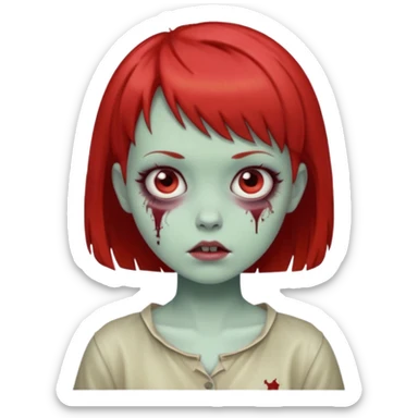 red short hair cute zombie girl with short bangs sticker