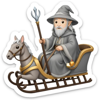 Gandalf on a sleigh sticker