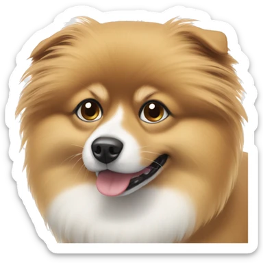 brow dog with a touch of white color a pomeranian sticker