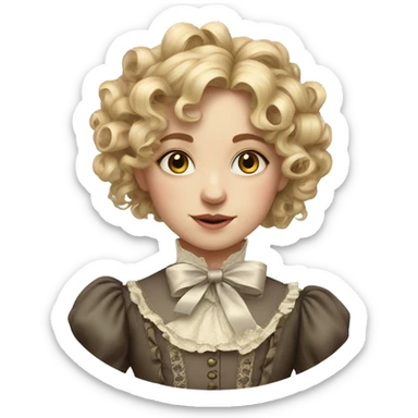 Victorian girl with blonde curls with ribbons very detailed and realistic sticker