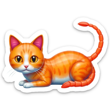 Cat with shrimp body, trippi troppi sticker