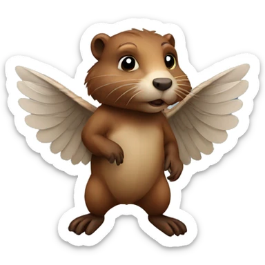 Beaver with wings facing left sticker
