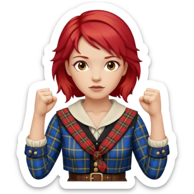 Scottish woman with fists up sticker
