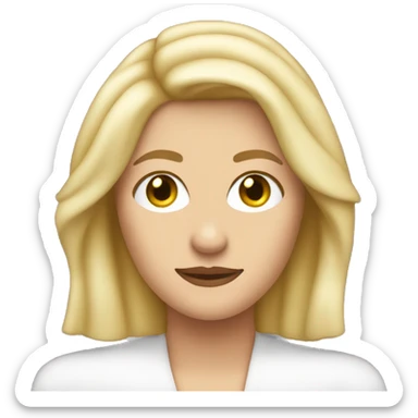 Blonde woman soft nice face with take that band logo and big lettERS spelling GILL sticker