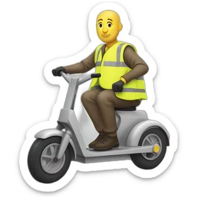 trottinette bald man with yellow safety vest sticker