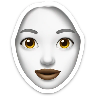 Woman face covered in white paint sticker