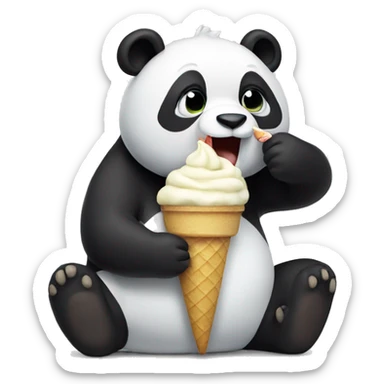 Panda eating ice cream sticker