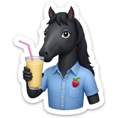 black horse with shirt character holding smoothie sticker