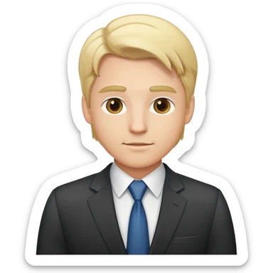 cartoon man with blonde hair in business suit sticker
