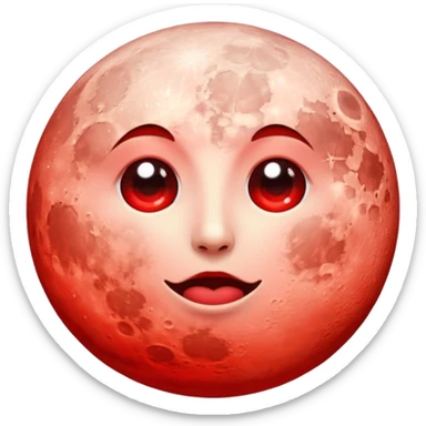 full moon red with glow  sticker