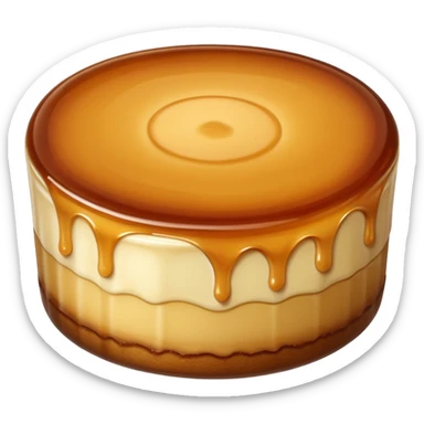 round caramel flan, glossy top, soft custard texture sticker