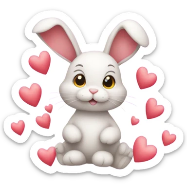 bunny with hearts  sticker