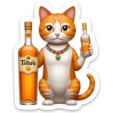 Mexican cat holding titos sticker