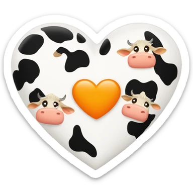 Orange heart with cows sticker