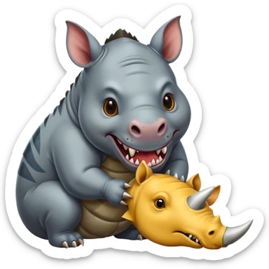 Cat eating a rhino sticker