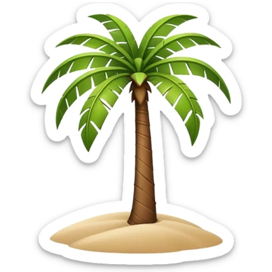 generate realistic detailed palm tree in 3d style with sand  sticker