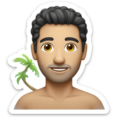 Man on a island - white guy with dark hair sticker