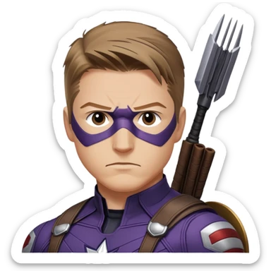 hawkeye clint barton portrait marvel, brown hair from captain america: civil war sticker