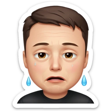 Elon Musk crying, emotional expression sticker