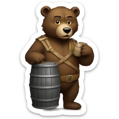 Russian bear holding a barrel of oilrussian bear sticker
