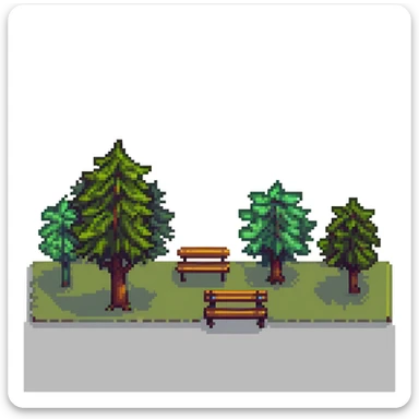 city park with trees and bench sticker