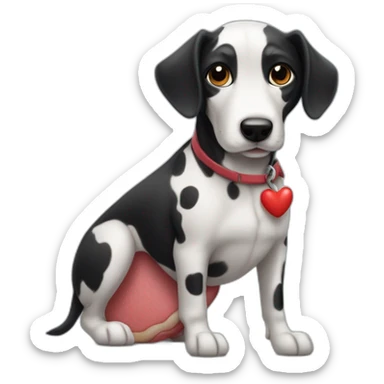 Perro salchicha mini muy tierno con pelaje negro de dalmata y un corazón  sticker