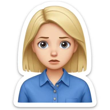 girl in a blue button-up shirt looking weirded out sticker