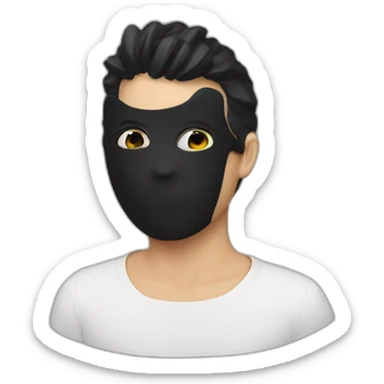 smile emoji in black mask latex sticker